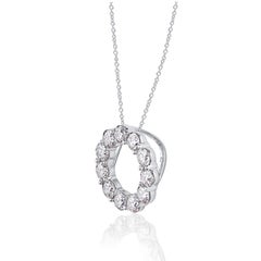 TJD 2.0 Carat Round Diamond 18K White Gold Classic Open Circle Diamond Pendant
