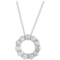 TJD 2.0 Carat Round Diamond 18K White Gold Classic Open Circle Diamond Pendant