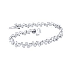 TJD 2.0 Carat Round Natural Diamond 14 Karat White Gold Zigzag Tennis Bracelet