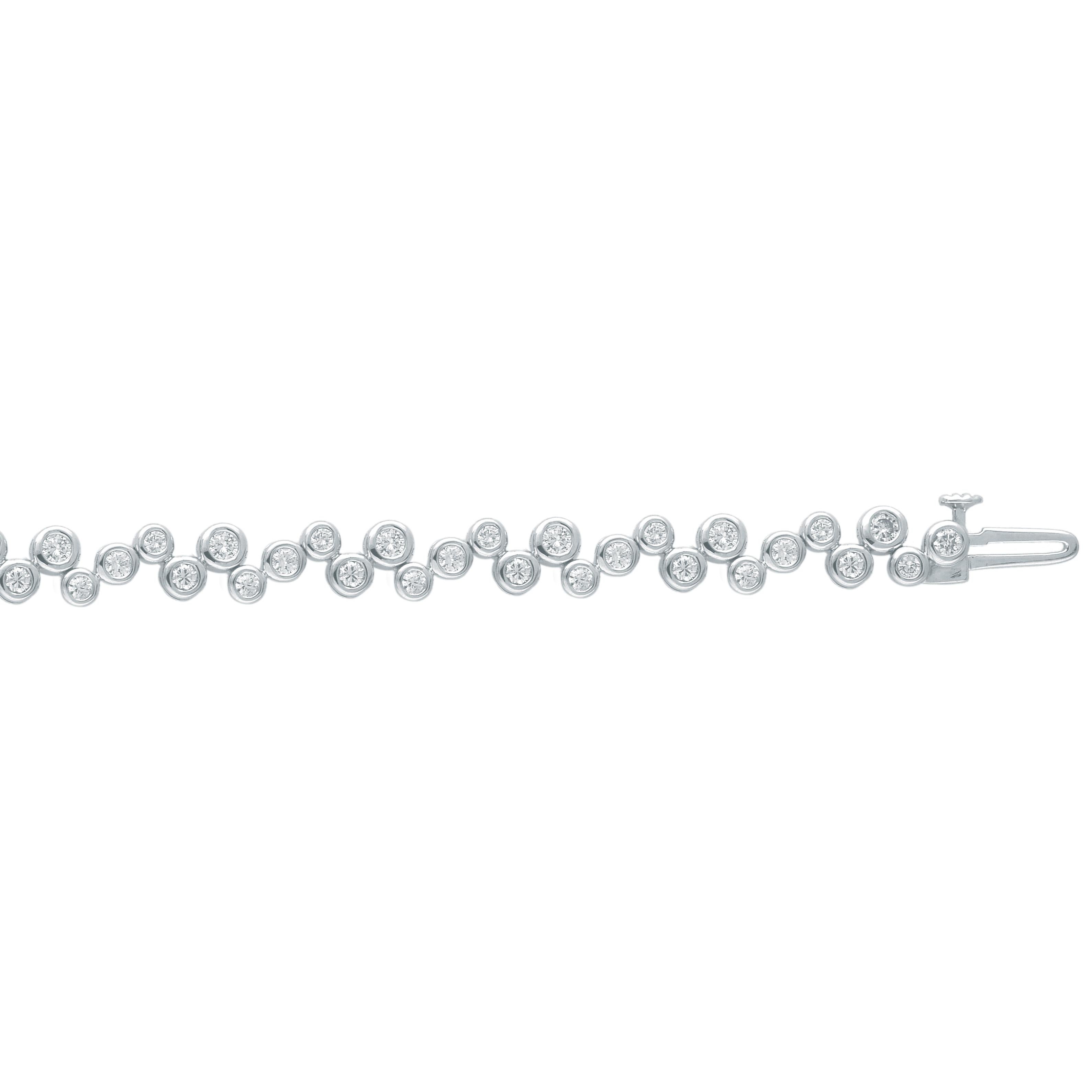 Contemporaneo TJD Bracciale da tennis a zig zag in oro bianco 14 carati con diamante naturale rotondo da 2,0 carati in vendita