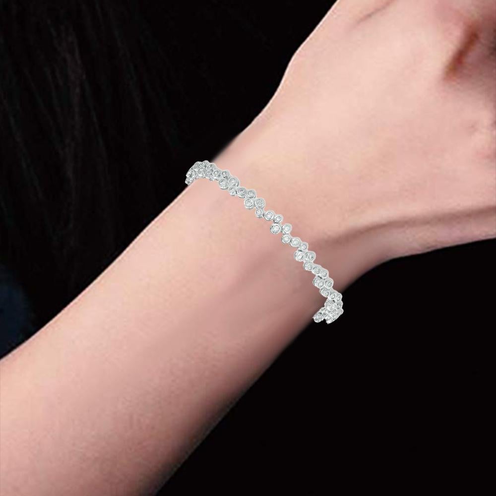 Taglio rotondo TJD Bracciale da tennis a zig zag in oro bianco 14 carati con diamante naturale rotondo da 2,0 carati in vendita