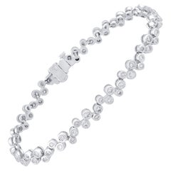 TJD 2.0 Carat Round Natural Diamond 14 Karat White Gold Zigzag Tennis Bracelet