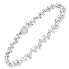 TJD Bracelet tennis zigzag en or blanc 14 carats avec diamants naturels ronds de 2,0 carats