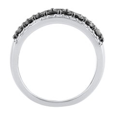 TJD 2,0 Karat Weißer & behandelter schwarzer Diamant 14 Karat Weißgold breiter Bandring