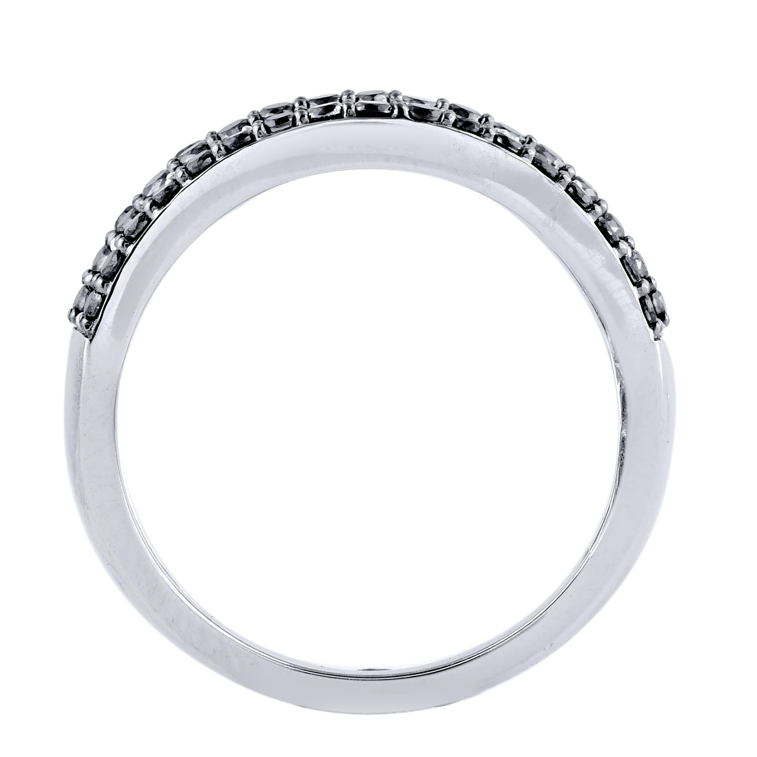 Modern TJD 2.0 Carat White & Treated Black Diamond 14 Karat White Gold Wide Band Ring For Sale