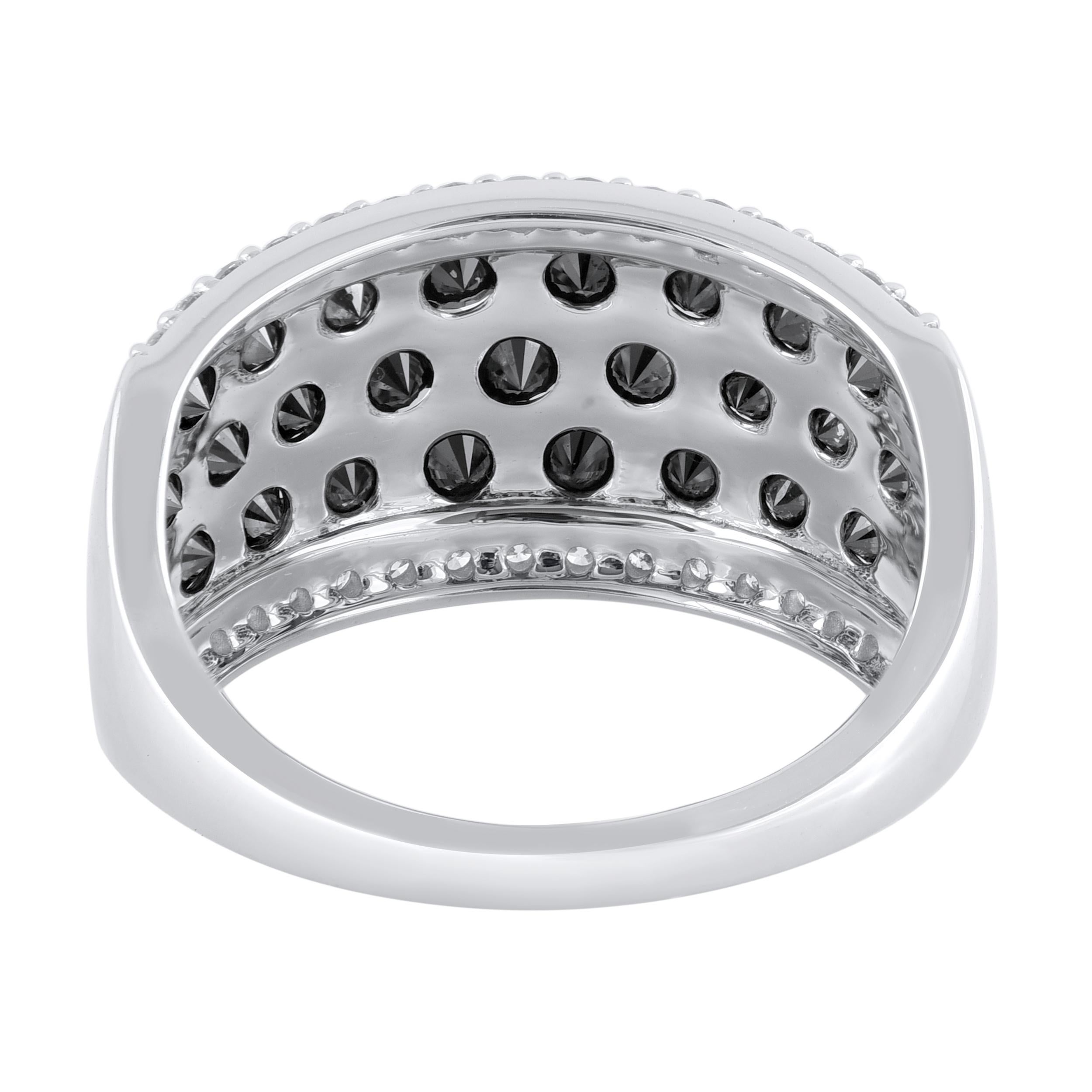 Modern TJD 2.0 Carat White & Treated Black Diamond 14 Karat White Gold Wide Band Ring For Sale