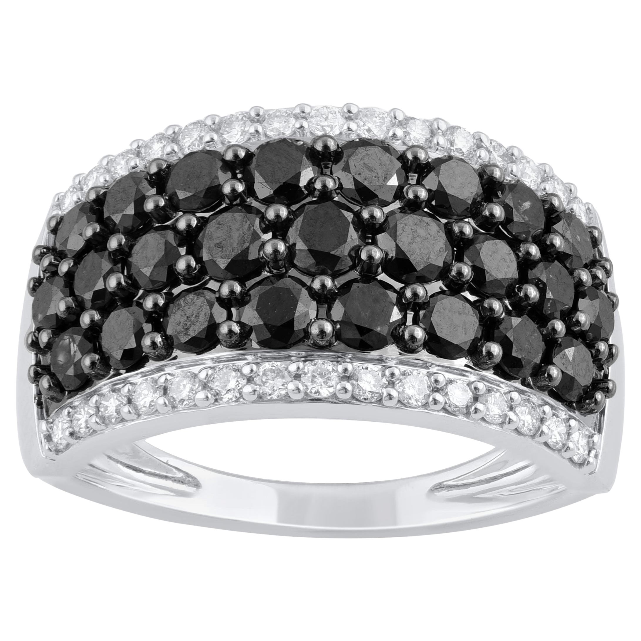 TJD 2.0 Carat White 
Treated Black Diamond 14 Karat White Gold Wide Band Ring