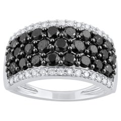 TJD 2.0 Carat White 
Treated Black Diamond 14 Karat White Gold Wide Band Ring