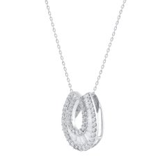 TJD 2.0 Ct Baguette & Brilliance Cut Diamond Horseshoe Necklace 18KT White Gold