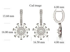 TJD 2.0 CT Round & Baguette Diamond 14K White Gold Sunburst Hoop Huggie Earrings