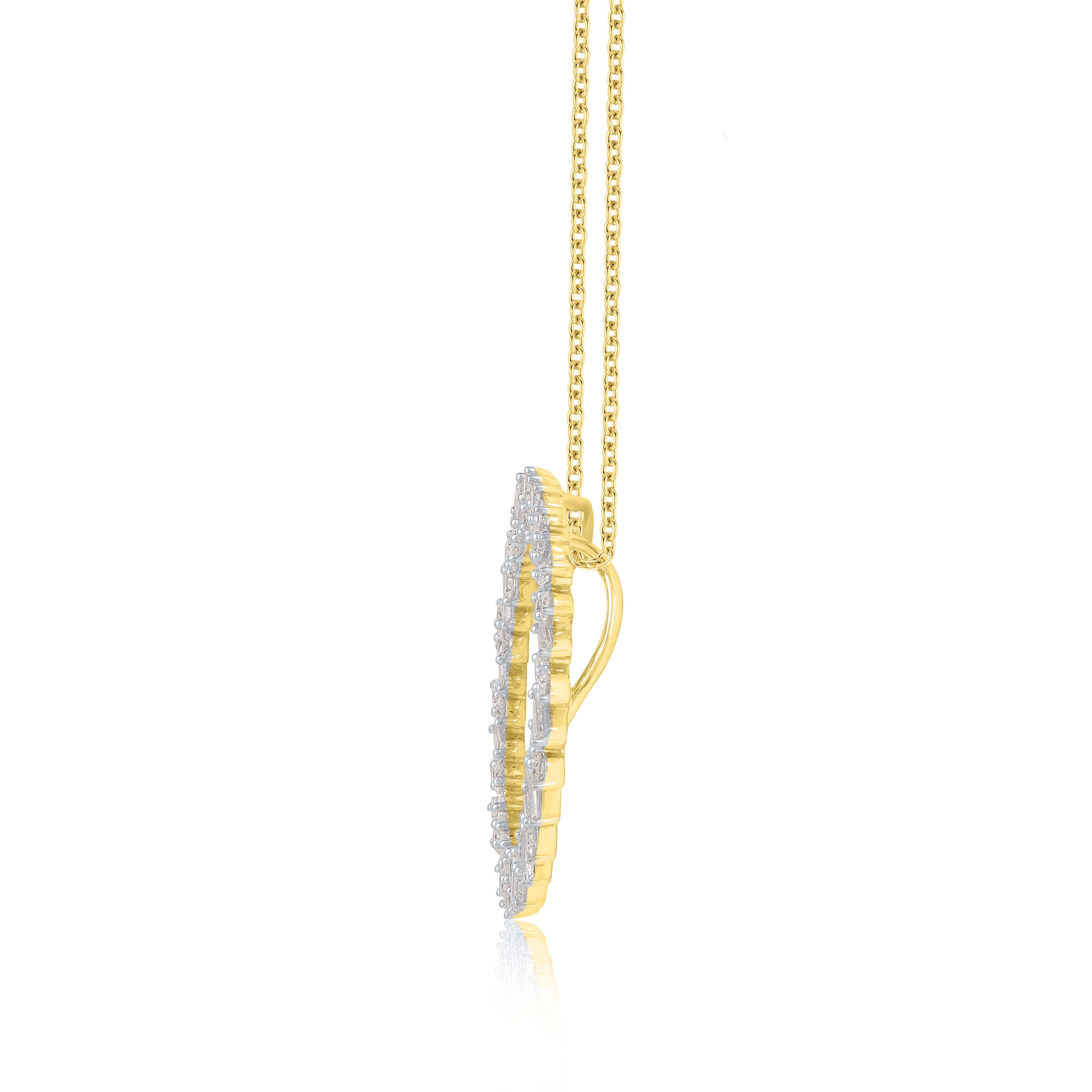 Contemporary TJD 2.0 CTW Round & Baguette Diamond 14KT Gold Eternity Circle Pendant Necklace For Sale