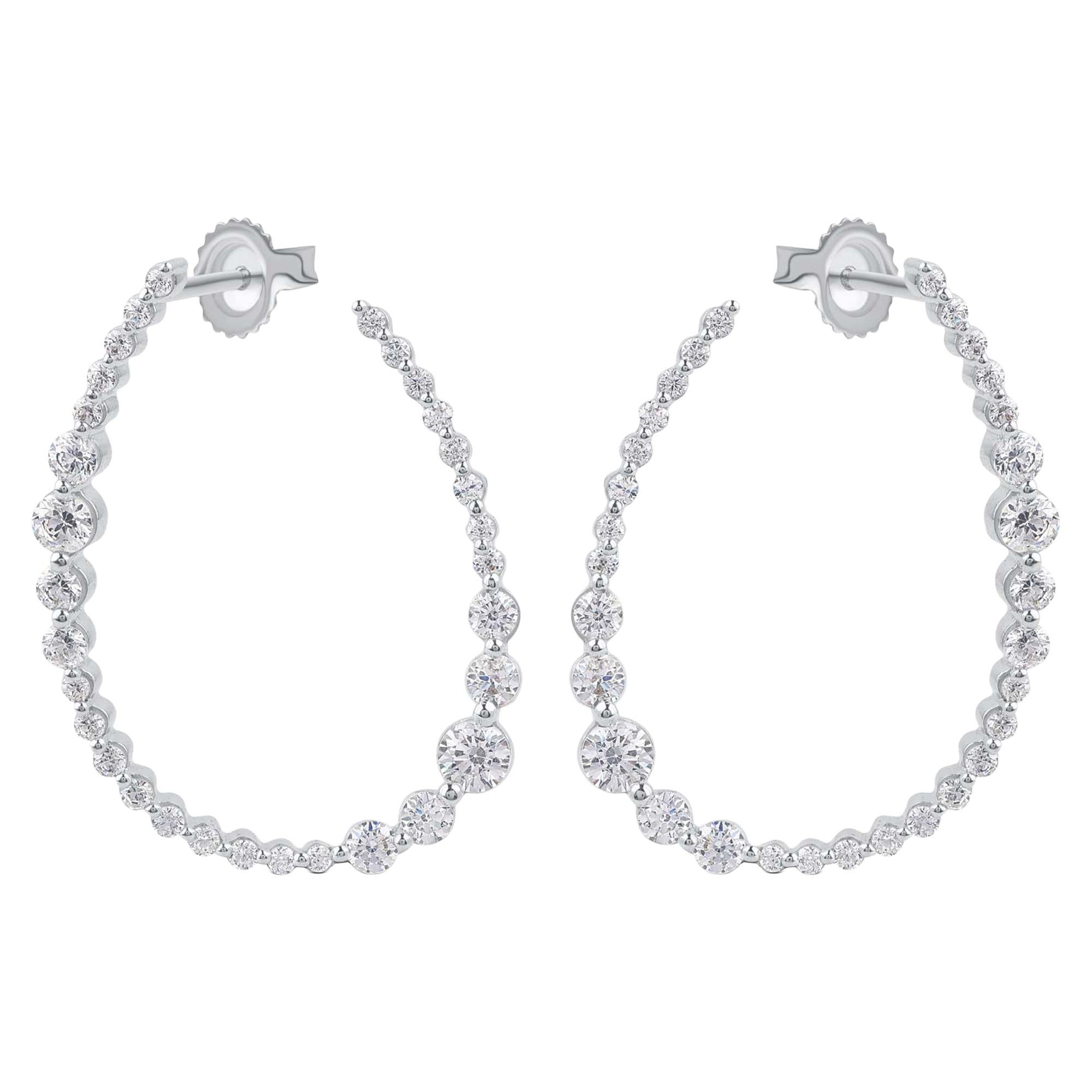 TJD 2.00 Carat Diamond 18 Karat White Gold Twisted Glistening Teardrop Earrings For Sale