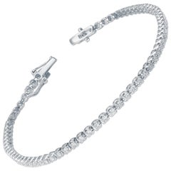 TJD Bracelet tennis classique en or blanc 10 carats avec diamants de 2,00 carats