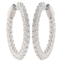 TJD 2.00 Carat Diamond 18 Karat White Gold Inside-Out Hoop Earrings