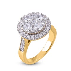 TJD 2,00 Karat zusammengesetzter Diamant 14 Karat Gelbgold Halo Verlobungsring