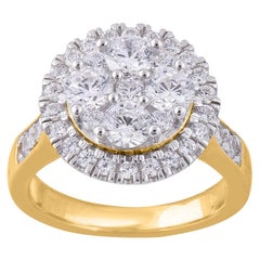TJD 2.00 Carat Composite Diamond 14 Karat Yellow Gold Halo Engagement Ring