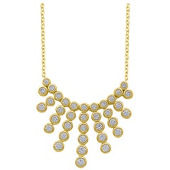 TJD 2,00 Karat runder Diamant 14 Karat Gelbgold Lünette Set Mode Halskette