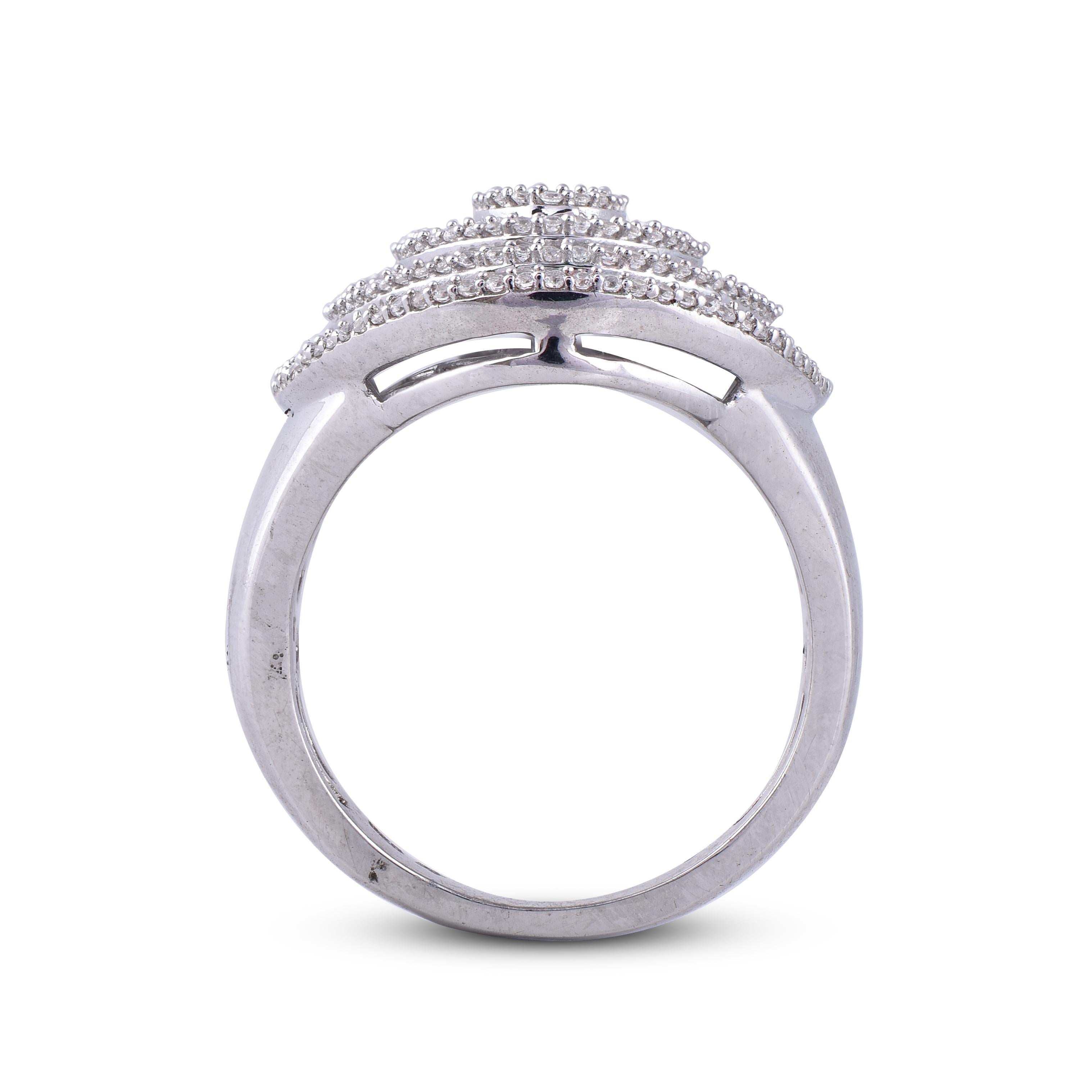 Women's TJD 2.00 Carat Round & Baguette Diamond 14 Karat White Gold Designer Disc Ring For Sale