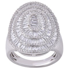 TJD 2.00 Carat Round & Baguette Diamond 14 Karat White Gold Designer Disc Ring