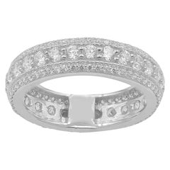 TJD 2.00 Carat Round Diamond 14 Karat White Gold 3 Row Full Eternity Band Ring TJD 2.00 Carat Round Diamond 14 Karat White Gold 3 Row Full Eternity Band Ring