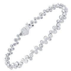 TJD 2.00 Carat Round Natural Diamond 14 Karat White Gold Zigzag Tennis Bracelet