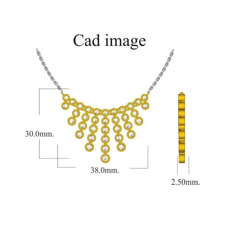 TJD 2.00 Carat Round Diamond 14 Karat Yellow Gold Bezel Set Fashion Necklace In New Condition For Sale In New York, NY
