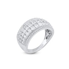 TJD 2,00 Karat runder &Princess-Schliff Diamant 14K Weißgold Multi Row Ehering