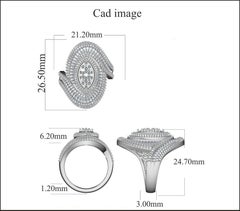 TJD 2,0 Karat runder und Baguette-Diamant 14K Weißgold Inter-locked Ehering