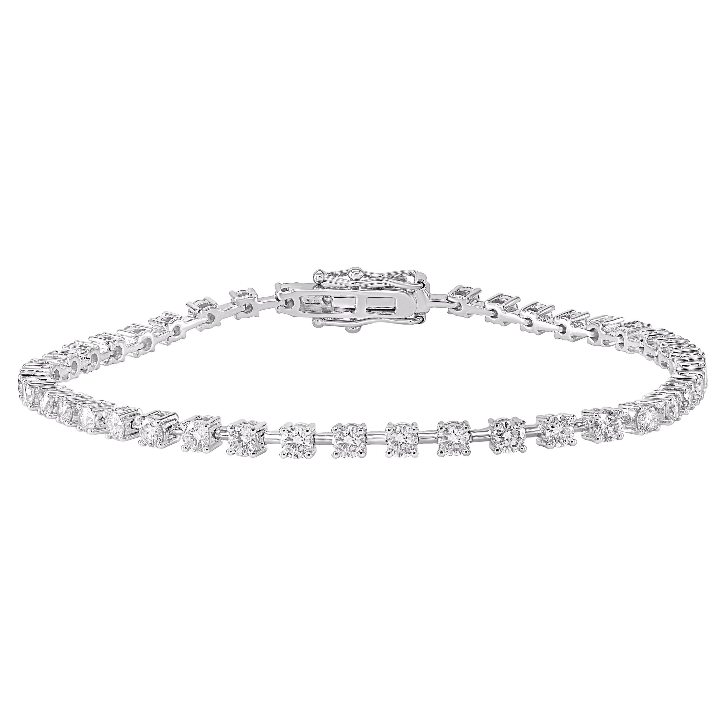 TJD 2,45 Karat natürlicher Diamant im Brillantschliff 14KT Weißgold-Tennisarmband