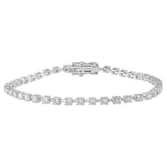TJD Bracciale da tennis in oro bianco 14KT con diamanti naturali a taglio brillante da 2,45 carati