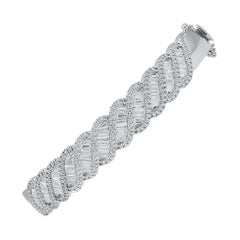 TJD 2.50 Carat Baguette Diamond Bangle Bracelet in 14 KT White Gold