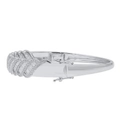 TJD 2.50 Carat Baguette Diamond Bangle Bracelet in 18K White Gold