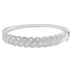 TJD Pulsera brazalete de diamantes baguette de 2,50 quilates en oro blanco de 18 quilates
