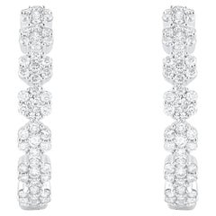 TJD Boucles d'oreilles fleur en or blanc 18 carats avec diamant taille brillant de 2,50 carats