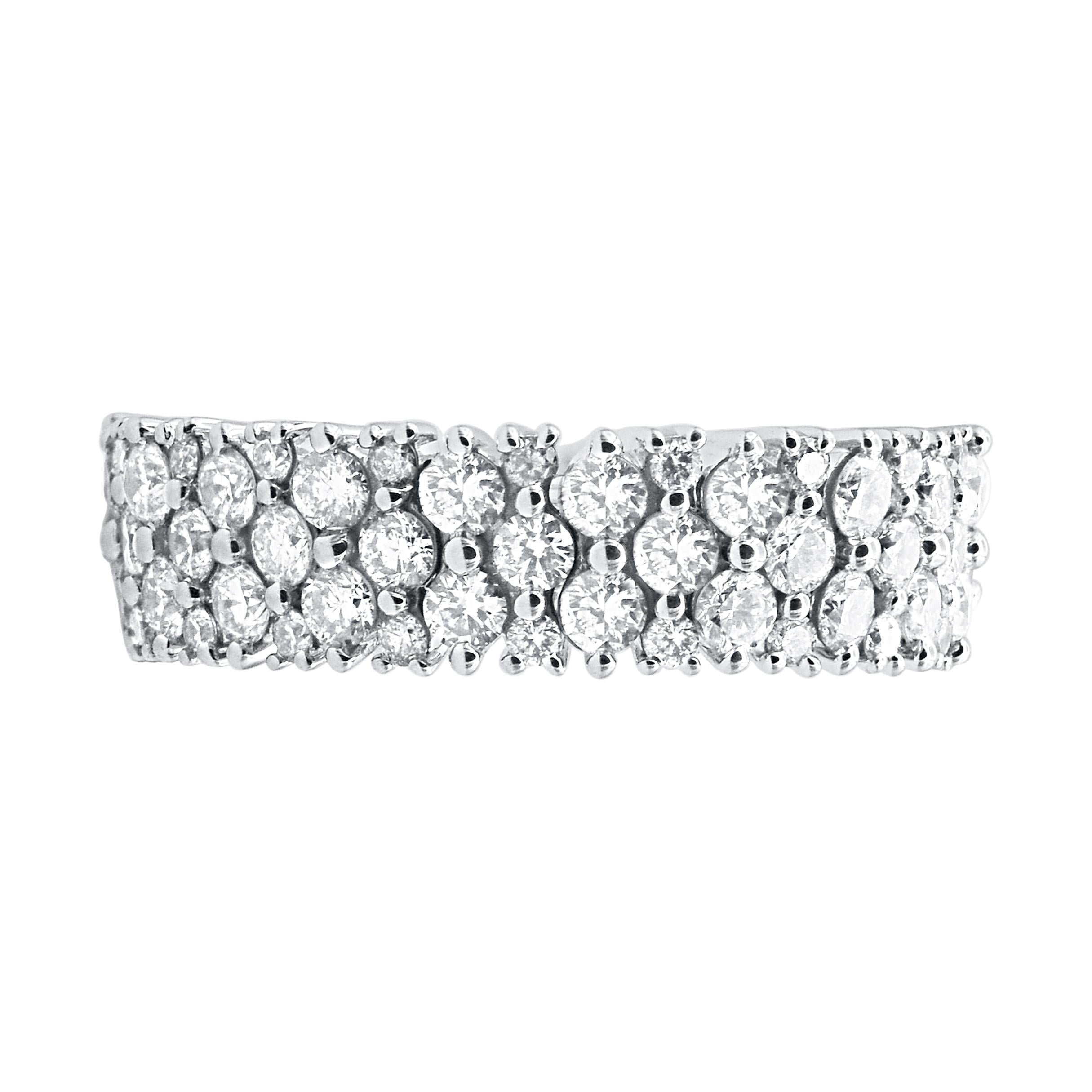 Contemporary TJD 2.50 Carat Brilliant Cut Diamond Eternity Band Ring in 14 Karat White Gold For Sale