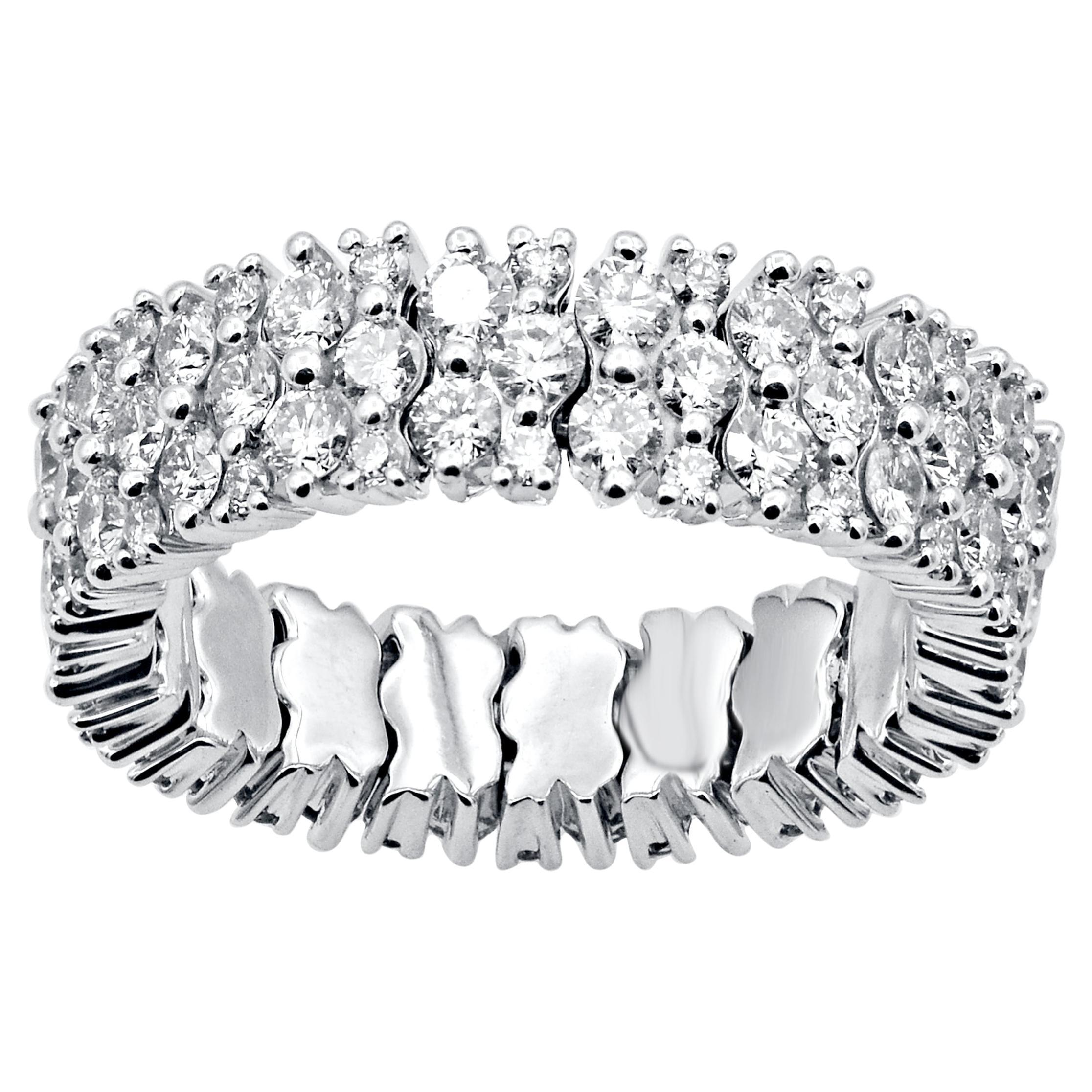 TJD 2.50 Carat Brilliant Cut Diamond Eternity Band Ring in 14 Karat White Gold For Sale