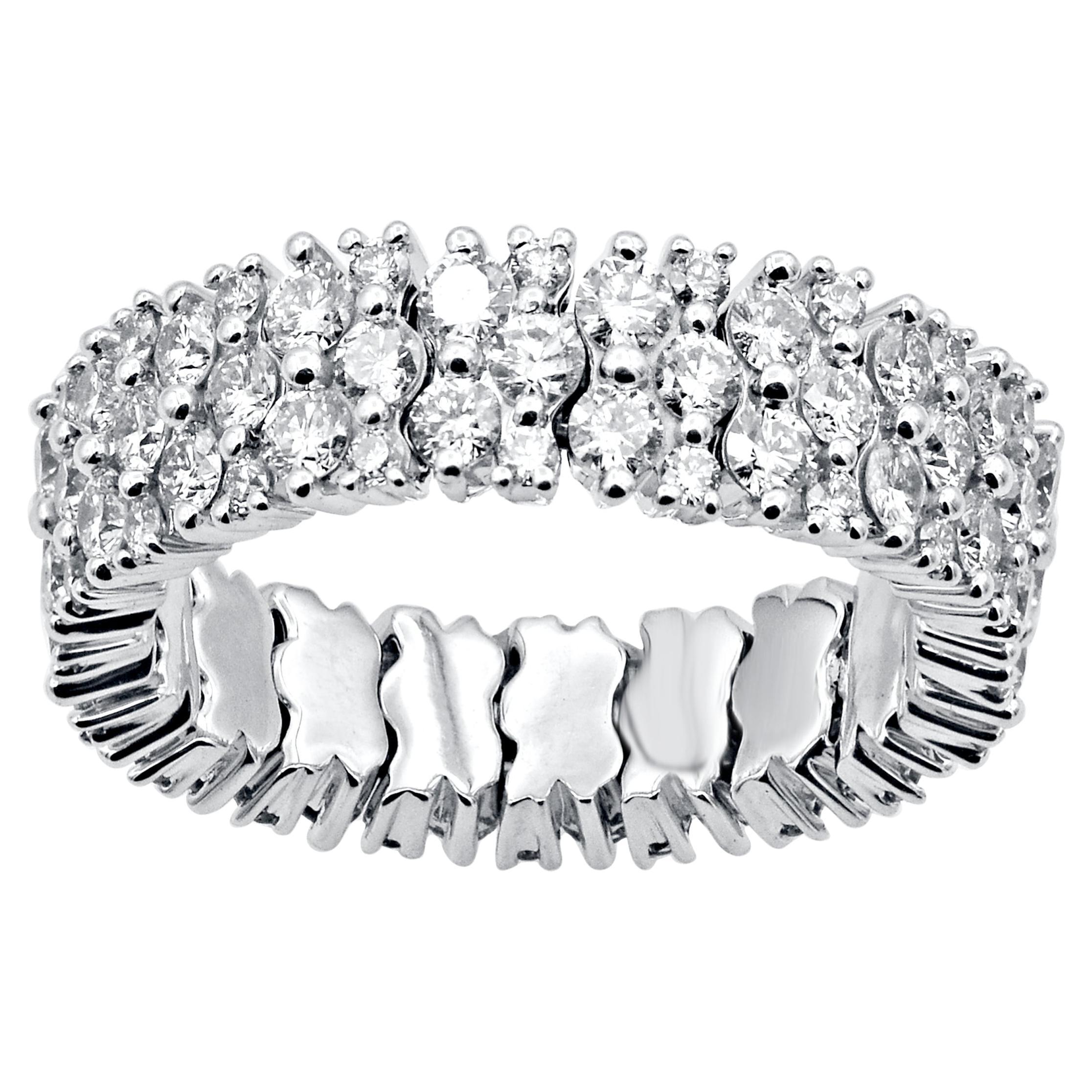 TJD Anillo de diamantes talla brillante de 2,50 quilates en oro blanco de 14 quilates