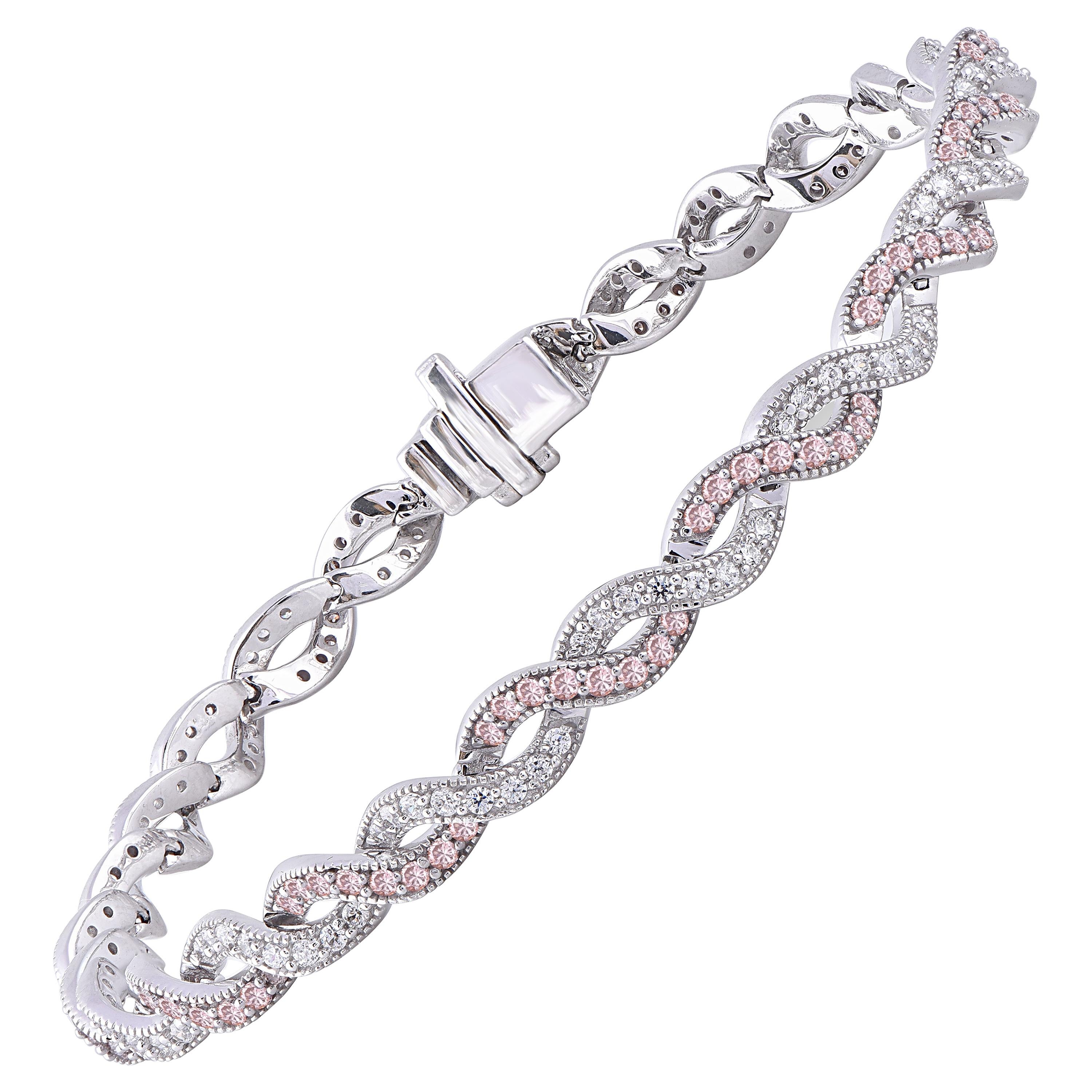 Made in Italy 0.12Ct Diamond Bangle Bracelet in 18KT White Gold Finish Womens