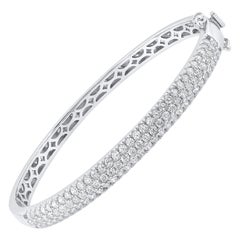 TJD 2.50 Carat Natural Brilliant Cut Diamond Bangle Bracelet in 14KT White Gold