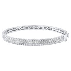 TJD 2.50 Carat Natural Brilliant Cut Diamond Bangle Bracelet in 14KT White Gold