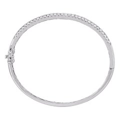TJD 2.50 Carat Natural Brilliant Cut Diamond Bangle Bracelet in 18KT White Gold