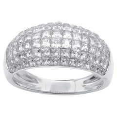 TJD 2.50 Carat Princess Cut Diamond 14 Karat White Gold Dome Shape Fashion Band