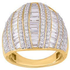 TJD 2,50 Karat Runder & Baguette-Diamant 14 Karat Gelbgold Designer-Ring