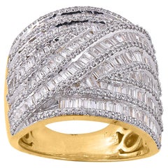 Alliance d'anniversaire à plusieurs rangs en or jaune 14 carats avec diamants ronds de 2,50 carats TJD