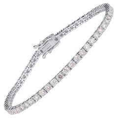 TJD 2.50 Carat Round Diamond 18 Karat White Gold Classic 4 Prong Tennis Bracelet