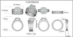 TJD 2Carat Round & Baguette Diamond 14 Karat White Gold Designer Bridal Ring Set