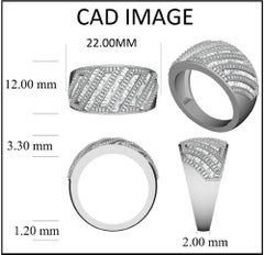 TJD 3/4 Carat Round & Baguette Diamond 14K White Gold Designer Wedding Band Ring