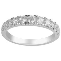 TJD 3/4 Carat Round Diamond 14Karat White Gold Stackable Engagement Wedding Band