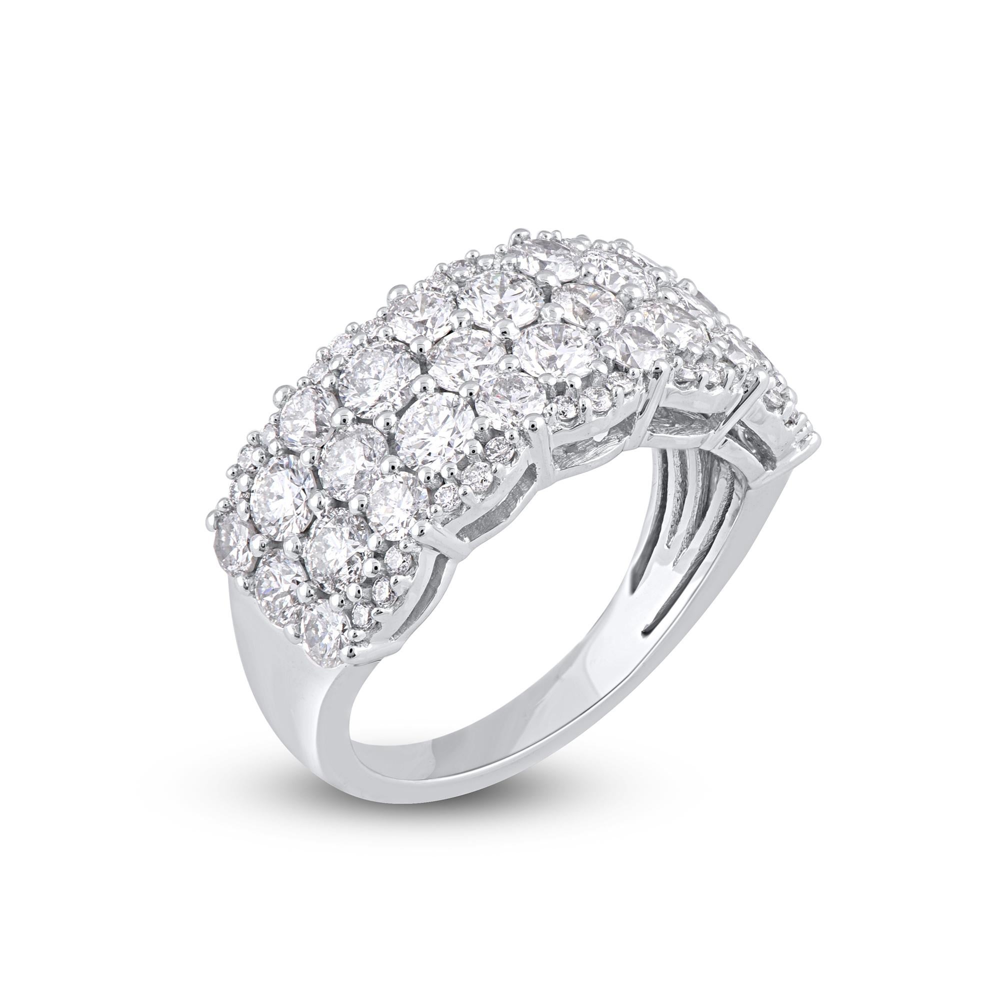 Contemporary TJD 3.0 Carat Brilliant Cut Diamond 14 Karat White Gold Wedding Band Ring For Sale