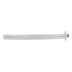 TJD 3.0 Carat Brilliant Cut Natural Diamond Bangle Bracelet 14K White Gold